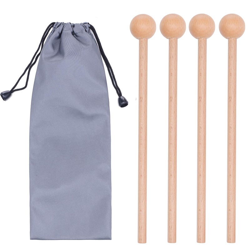 Mihey 2 Pair Wood Mallets Percussion Sticks for Glockenspiel, Xylophone, Chime, Woodblock, and Bells, 8 Inch Long with a Carry Bag - Image 1